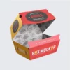 Custom burger box with secure locking design.