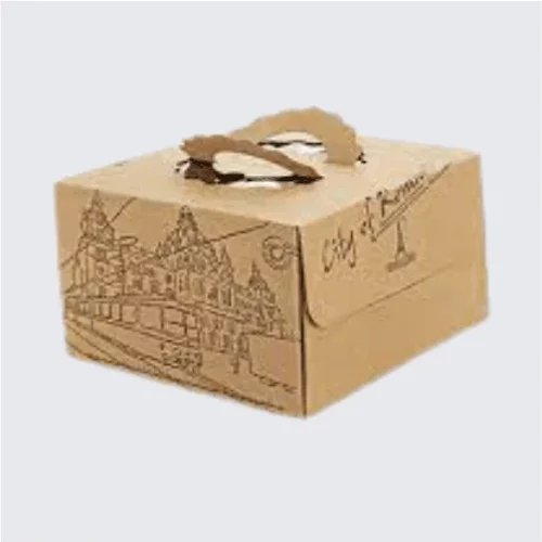 Kraft Printed Packaging with handle cake boxes