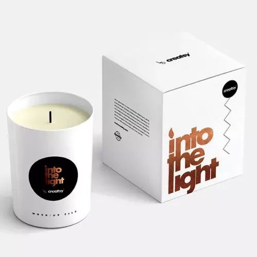 Custom rigid box for premium candle packaging.