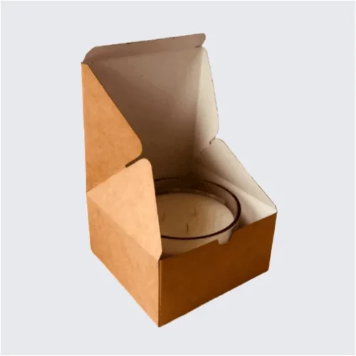 Personalized votive candle box with branding and protection.