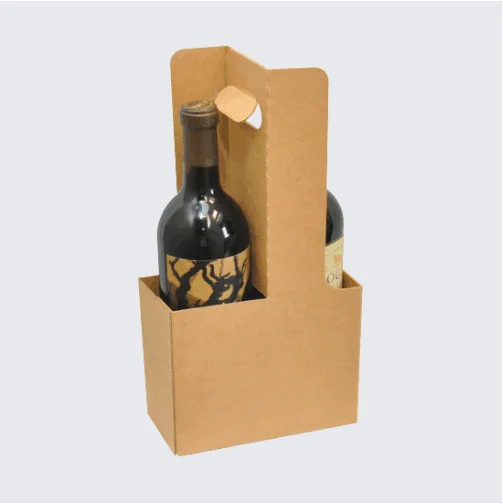 2 Pack carrier Boxes Eco-friendly 2-pack bottle carrier with sturdy handle.