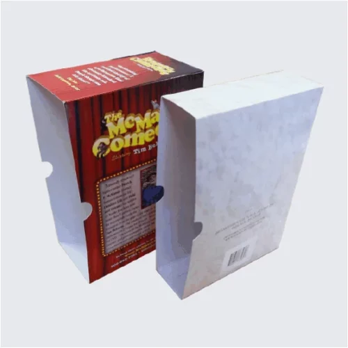 Stylish book packaging sleeve and box for gifts and shipments.
